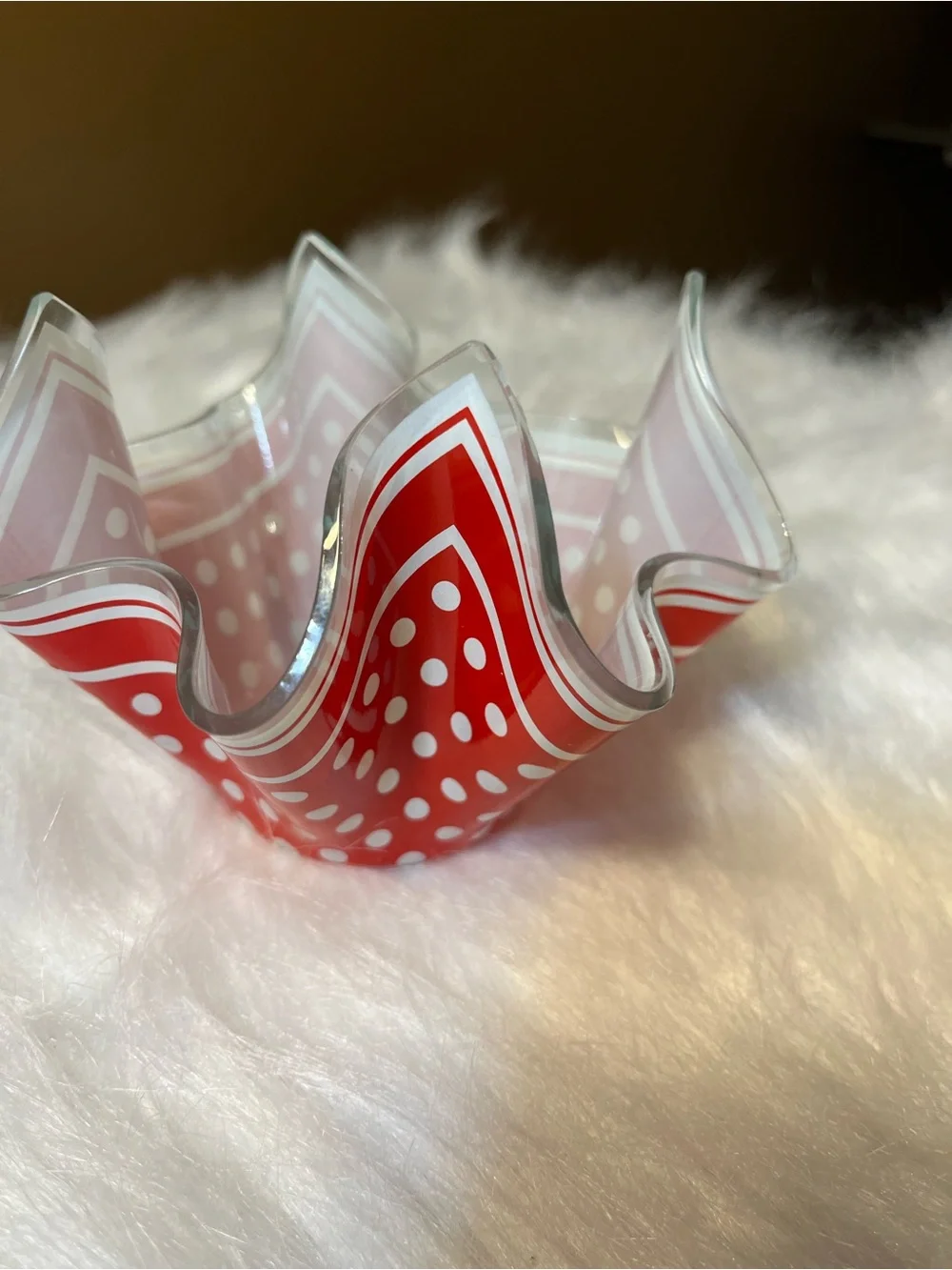 Chance Brothers Red/White Polka Dot Handkerchief Vase